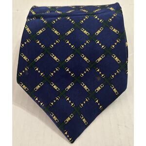 Giorgio Armani Cravatte Italian Silk Tie Equestrian Horse Bit Blue 3.75” Handmad